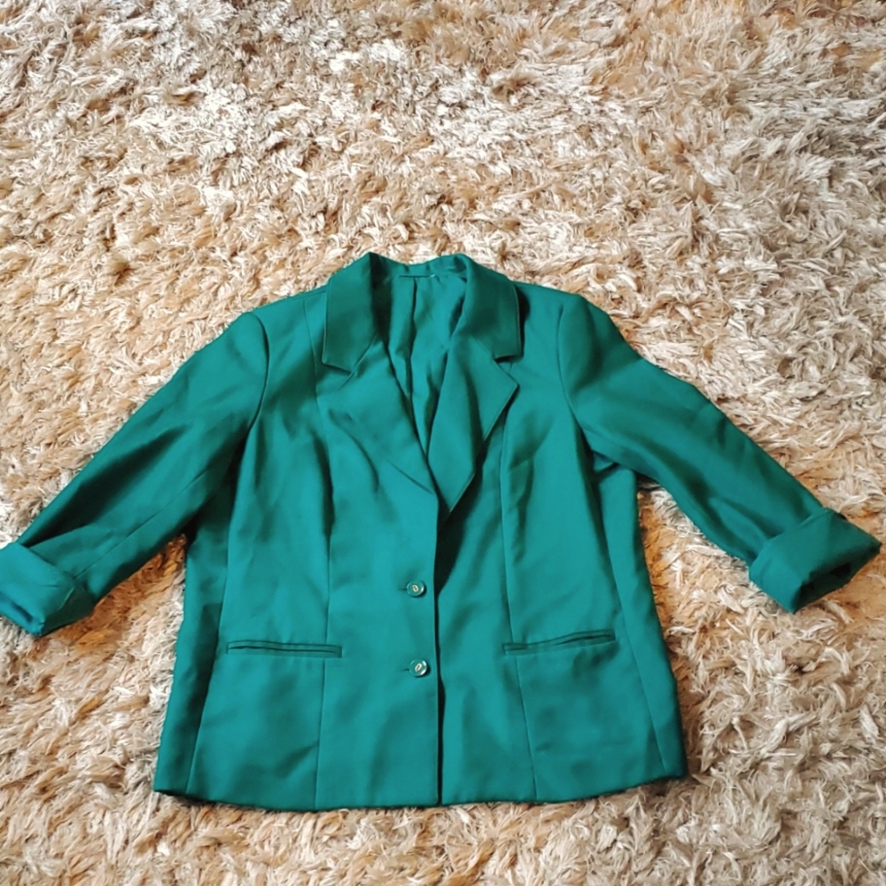 Vintage wool emerald green blazer